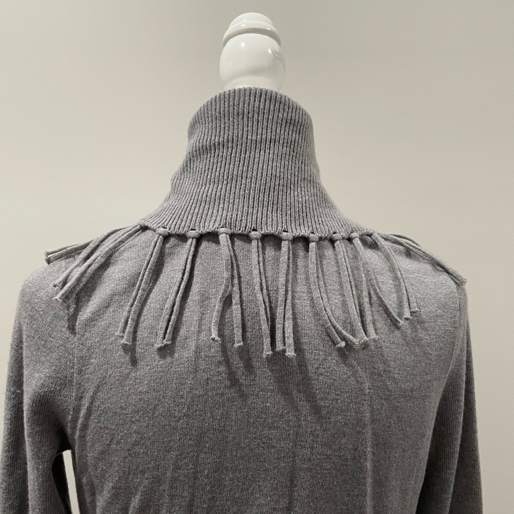 Gray Fringe Open Cardigan Sweater Coat - Picture 3 of 5